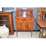 5023 - Small mahogany secretaire with cupboards over and under