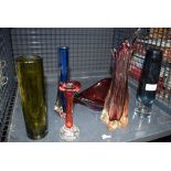 Cage of glass vases from Murano etc