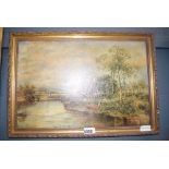 Framed and glazed textured print of a river scene