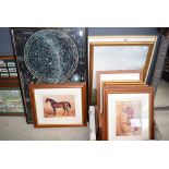 Quantity of prints to include framed and glazed prints of horses, flowers etc