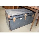 Large metal bound travelling trunk