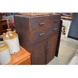 Utility style drawer and cupboard unit, marked DM Letchworth