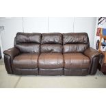 Large 3 seater sofa in brown leather