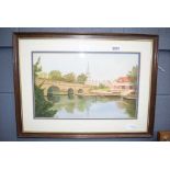 Watercolour of Bedford Town Bridge, signed WHP, 1952