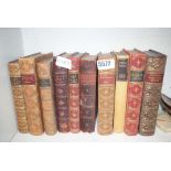 Quantity of leather bound books to include Pied Piper, Russia, Napoleon, men of might etc