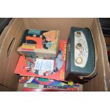 Box containing doll magazines and miniature sewing machine, radio etc