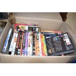 Box containig various DVDs