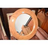 Pine framed circular mirror