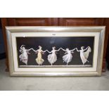 Framed and glazed print of dancing females in Neoclassical dress