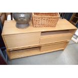 Near pair of Harvey Furniture ash tv cabinets