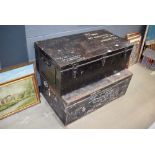 2 steel travelling trunks