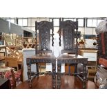 (2036RR) 14 - A pair of 17th century style oak side chairs with barley twist sides and supports