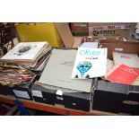 3 boxes of LP records, musical programmes and sheet music etc