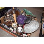 Box containing decorative light fittings, candle holders, tea light holders etc