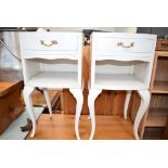 2 white painted bedside cabinets