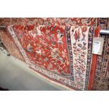 (8) Louis de Poortere carpet depicting tigers, stags and huntsman on horse