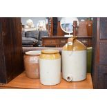 Stoneware flagon together with 2 stoneware pots