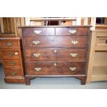 Georgian oak chest of 2 over 3 chest of drawers on bracket feet and brass handles
