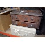 Small drawer unit together with small dome topped painted chest and a fabric box