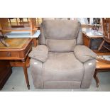 Faux leather reclining chair in brown