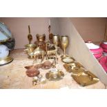 Quantity of brassware and copperware to include goblets etc