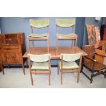 5009 - 1960's/1970's extending dining table with 4 green draylon covered chairs (collector's item,