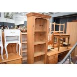 Pine open bookcase together with a pine effect open bookcase