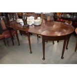 (2036RR) 3 - An 18th century mahogany dining table comprising of two D-ends, a centre section and