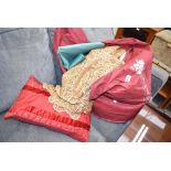 Bag containing cushions and table fabrics