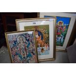 Collection of framed and glazed prints of Indian deities