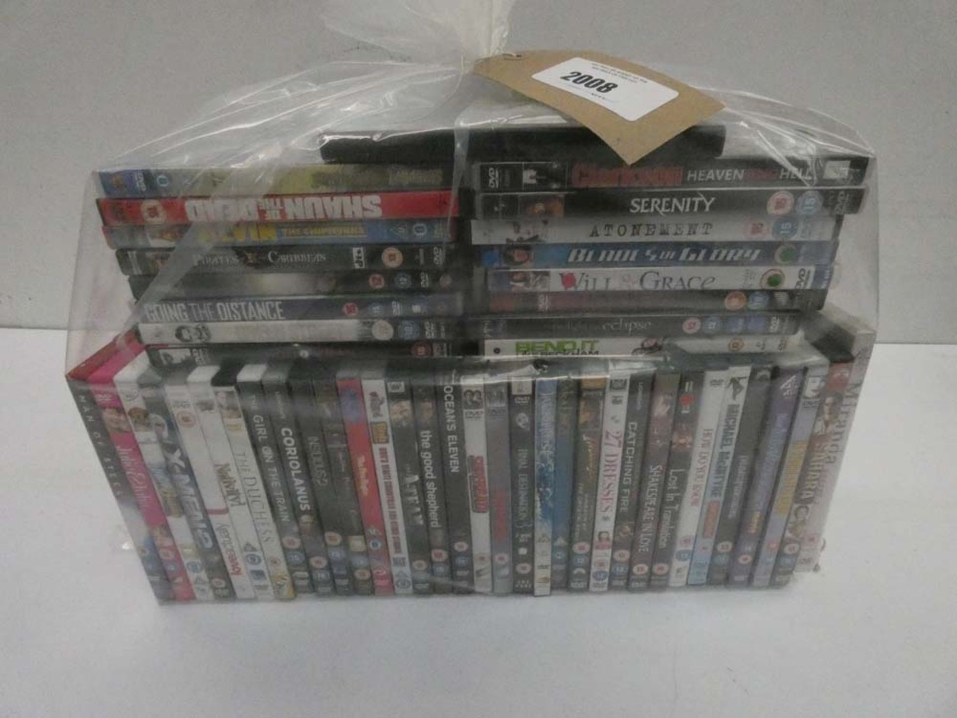 Bag containing quantity of various DVDs