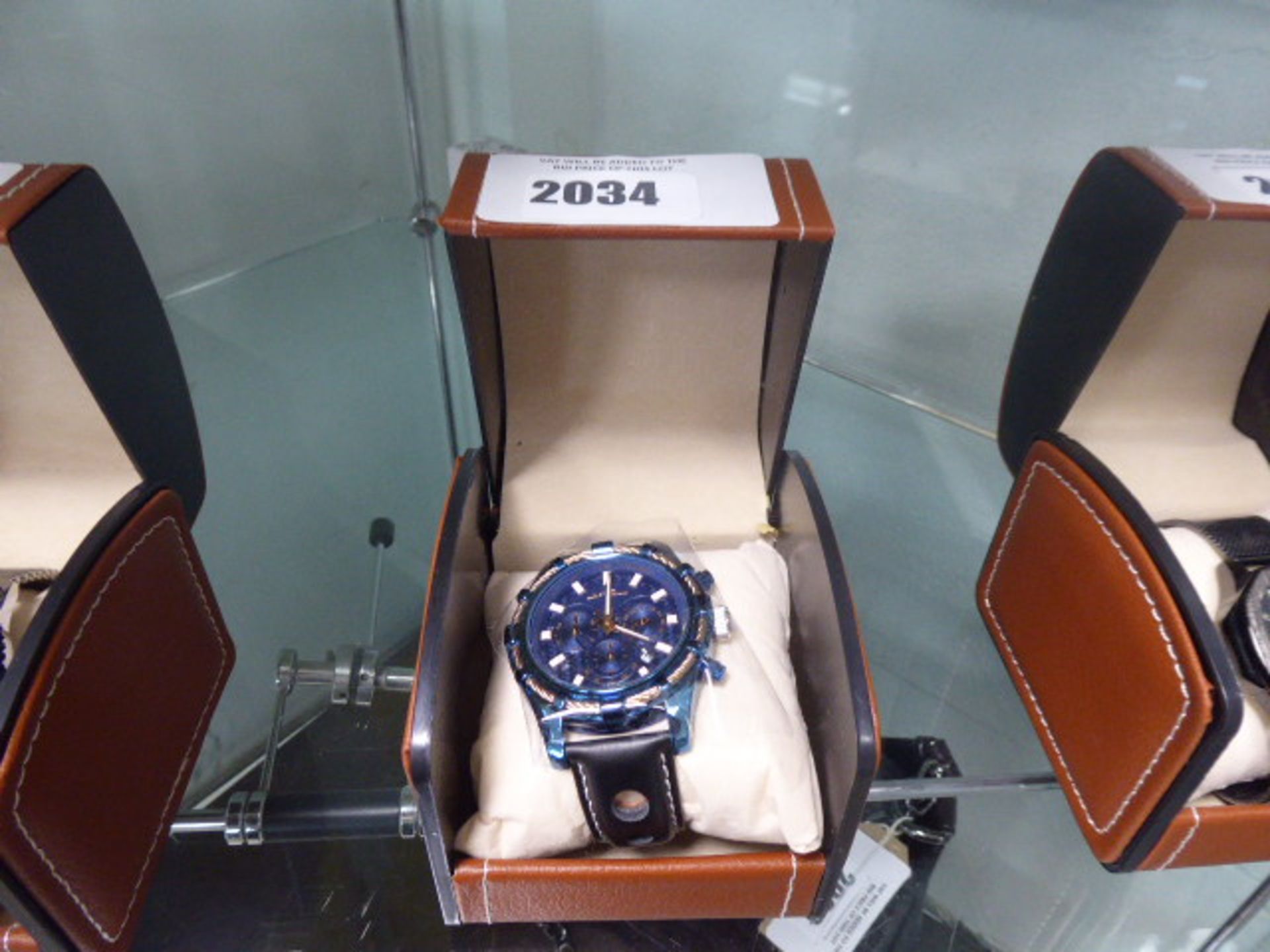 LA Banus rope bezel chronograph watch with blue faced dial