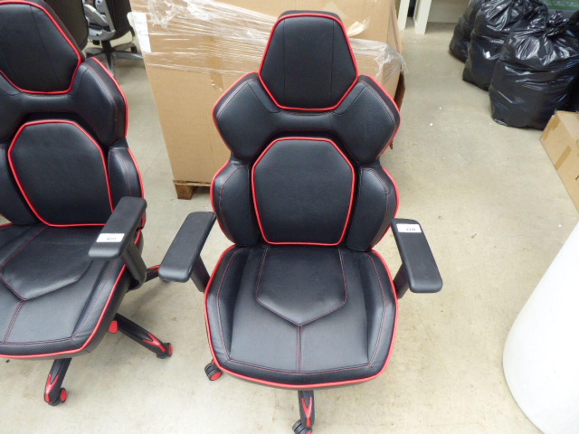 Black and red racing style swivel armchair