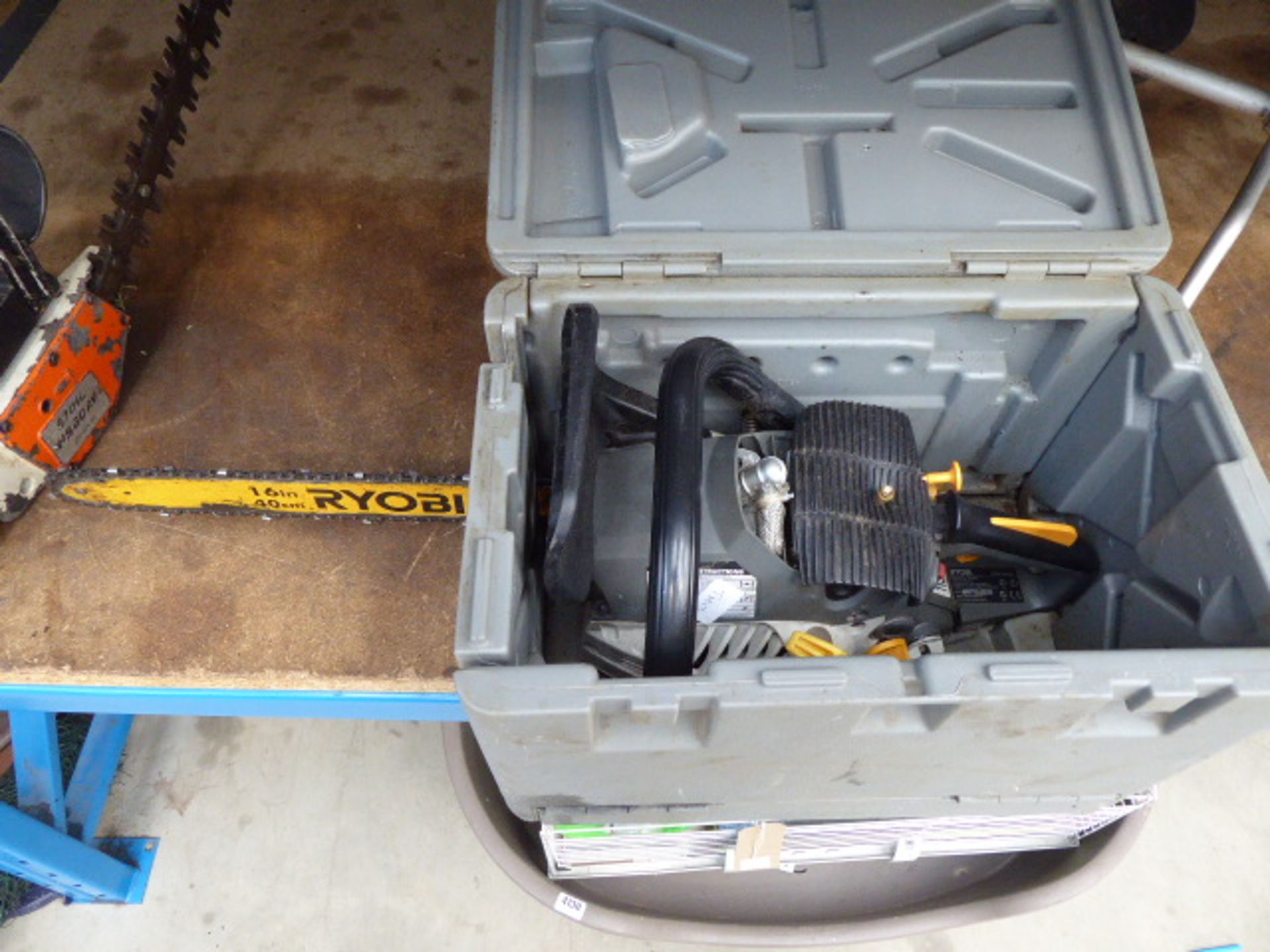 4056 Boxed Ryobi petrol powered chainsaw