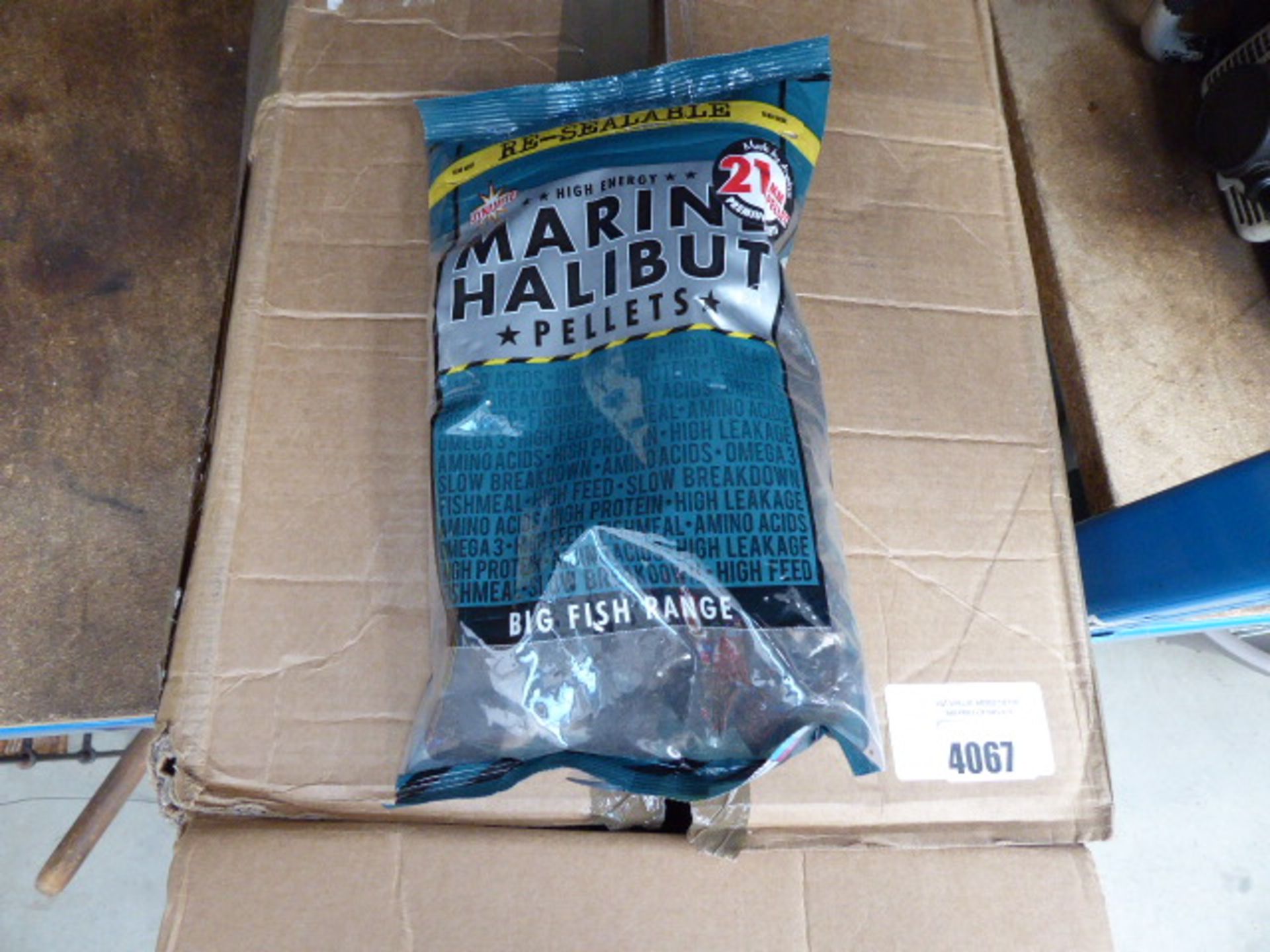 Box of large fish pellets