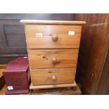 Pine 3 drawer bedside cabinet