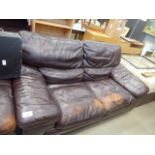 Brown leather effect 2 seater sofa