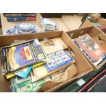 Three boxes containing railway reference books and photographs