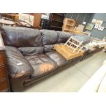 Brown leather effect 3 seater sofa