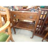 Oak two tiered tea trolley with cutlery drawer under