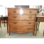 Bow fronted Victorian chest of 2 over 3 drawers