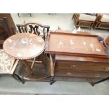 Bone inlaid Middle-Eastern folding table plus a serving tray