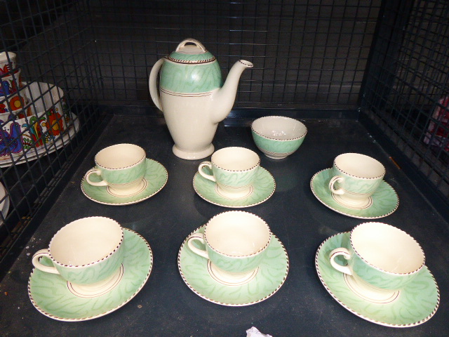 A cage containing a quantity of Burleigh Belmoral patterned crockery