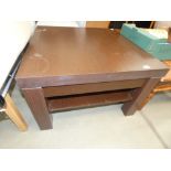Square dark wood coffee table with second tier
