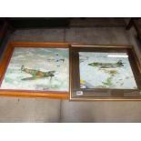 2 framed and glazed watercolours of RAF aeroplanes