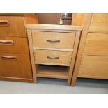 Oak two drawer bedside cabinet