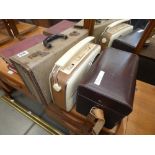 Vintage suitcase plus a Bush radio and a camera case