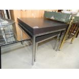 Chromed and wooden nest of 2 tables