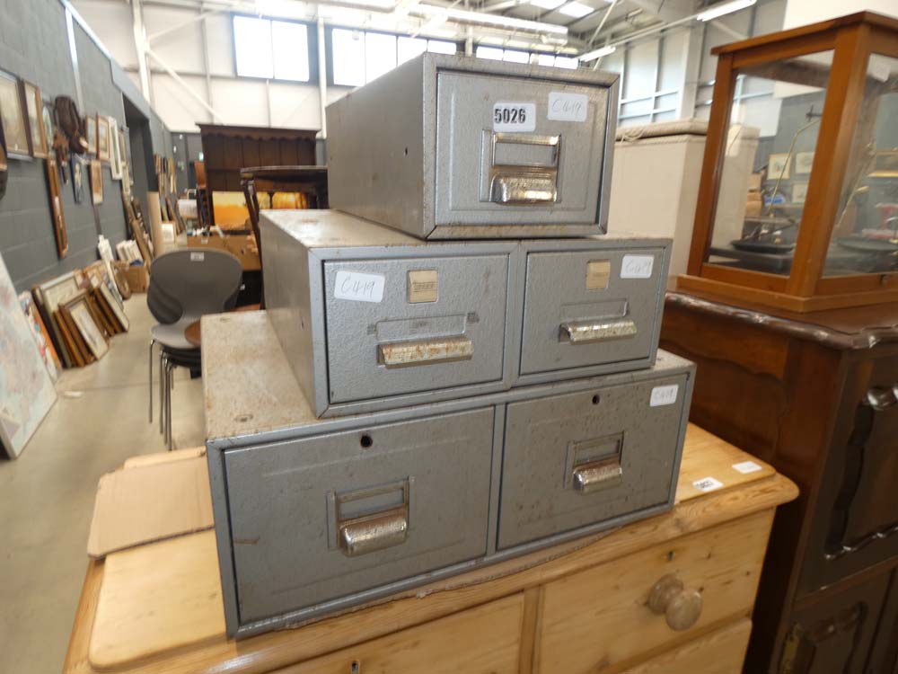 4 metal index card filing drawers