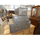 4 metal index card filing drawers